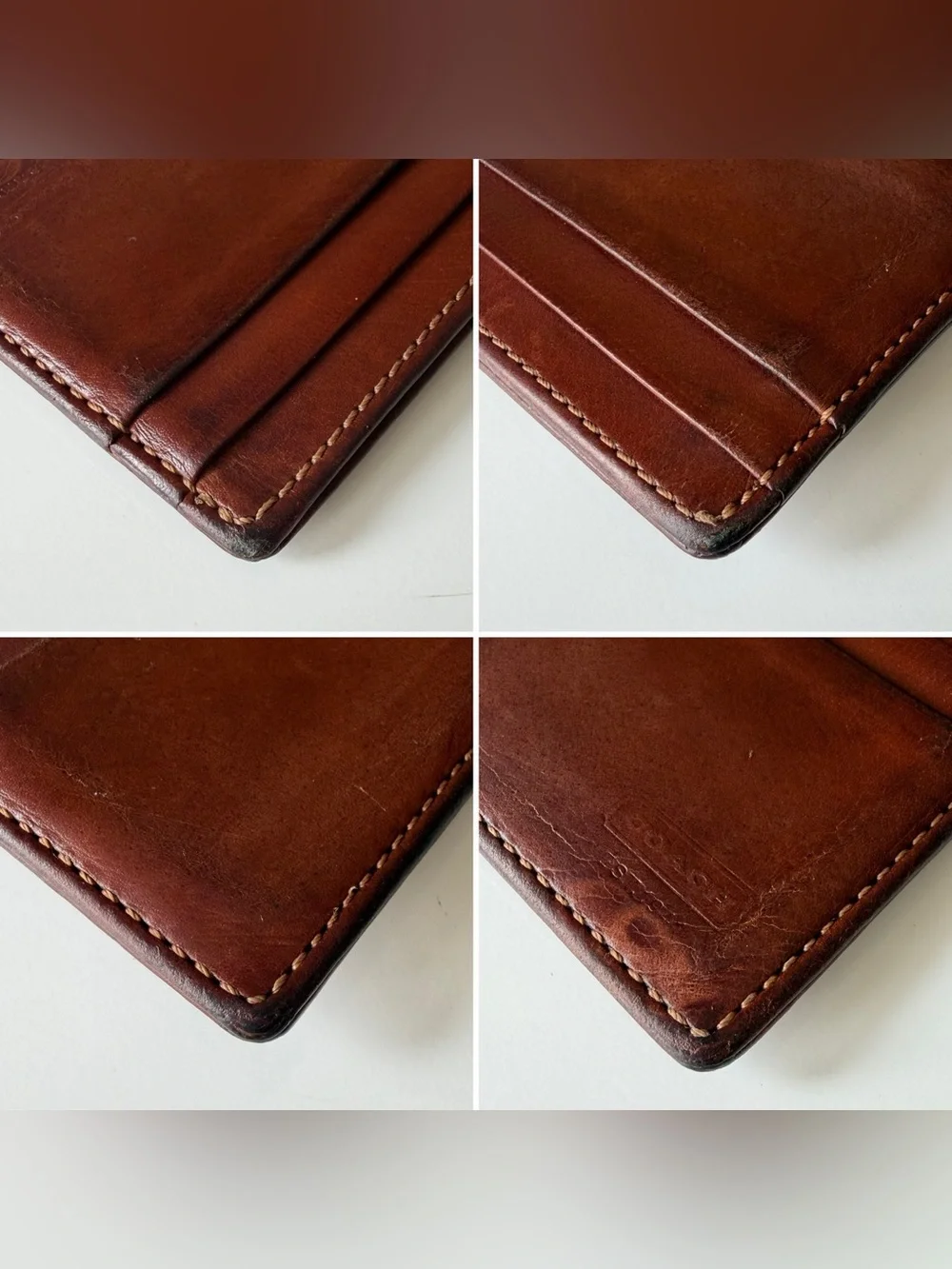 Vintage Coach British Tan Leather Money Clip Card Case Wallet